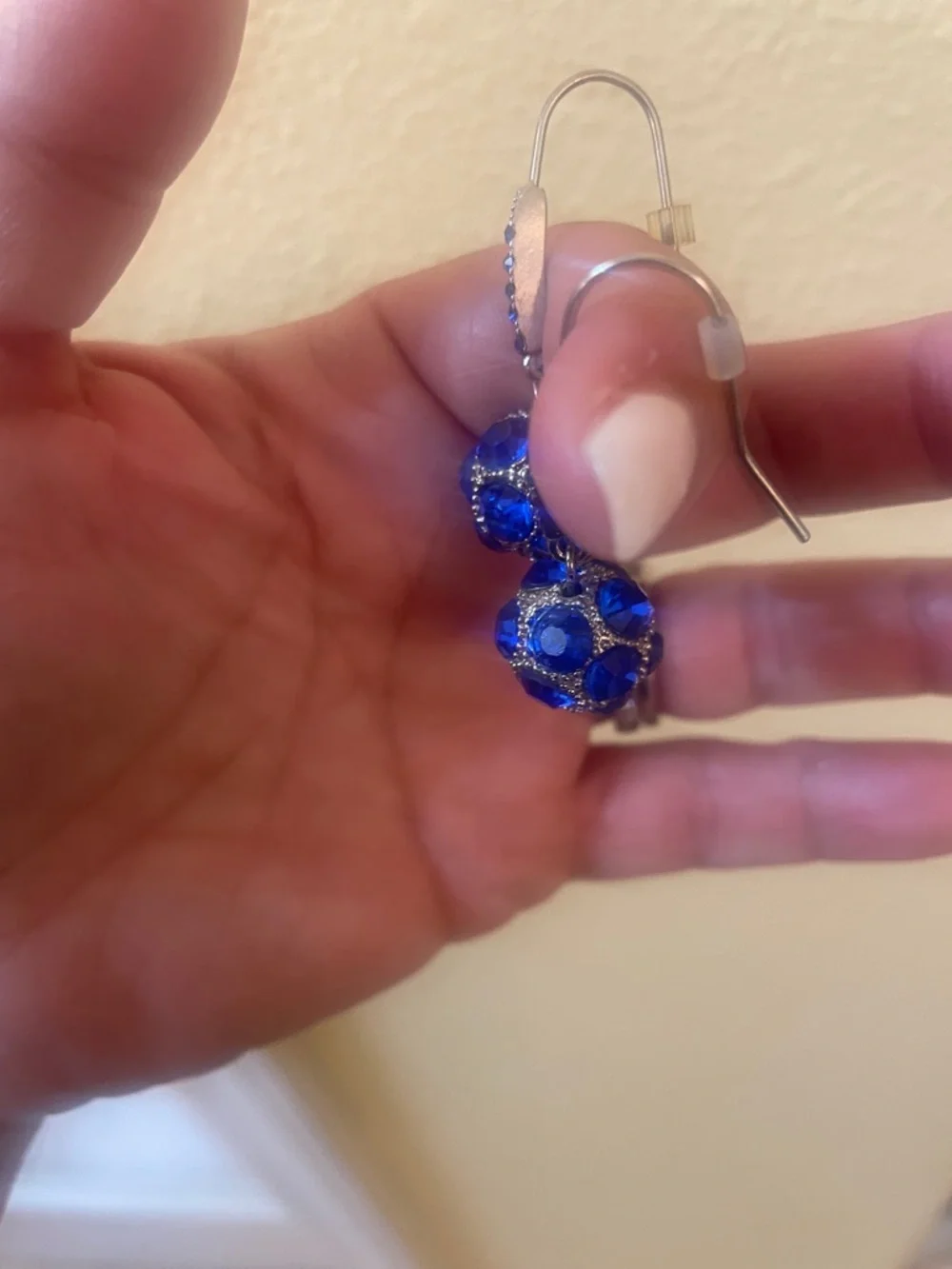 Source Unknown Royal Blue Crystal Ball Drop Earrings - Picture 2 of 2